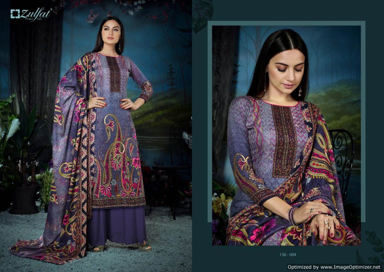 Zulfat Winter Fantasy 2 Pure Pashmina Designer Party Wear Dress Material